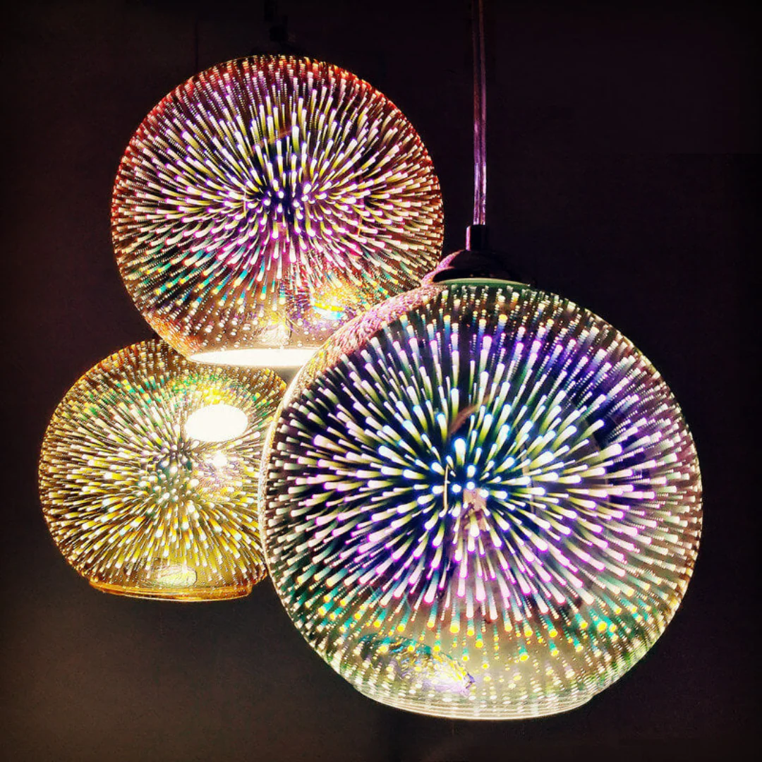 3D Glazen Hanglamp Vuurwerk – Kleurrijke Sfeerverlichting - Afbeelding 8